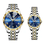 ست ساعت مچی عقربهای کوارتز زنانه و مردانه اُ لِوز مدل تک موتوره دی دیت بند استیل قفل مخفی کد b۲